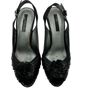 BANDOLINO BDRENAY BLACK LEATHER UPPER KITTEN HEELS SIZE 7.5